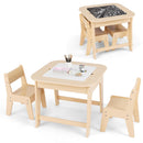 OLAKIDS Kids Table and Chair Set, 3 in 1 Wooden Activity Table with Removable Tabletop, Blackboard and Whiteboard