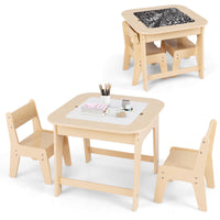 OLAKIDS Kids Table and Chair Set, 3 in 1 Wooden Activity Table with Removable Tabletop, Blackboard and Whiteboard