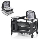 INFANS 4 in 1 Pack and Play, Portable Baby Kid Infant, Travel Playard with Bassinet, Mattress, Diaper Changer