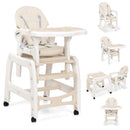 INFANS 5 in 1 Baby High Chair, Convertible Toddler Table Chair Set,  Multi-Function Seat with Lockable Universal Wheels