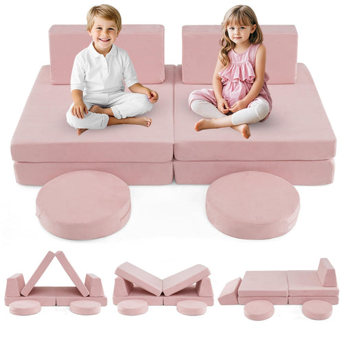 OLAKIDS Modular Kids Play Couch, 6 PCS Toddler Creative Sectional Fort Building Sofa for Playroom, Bedroom