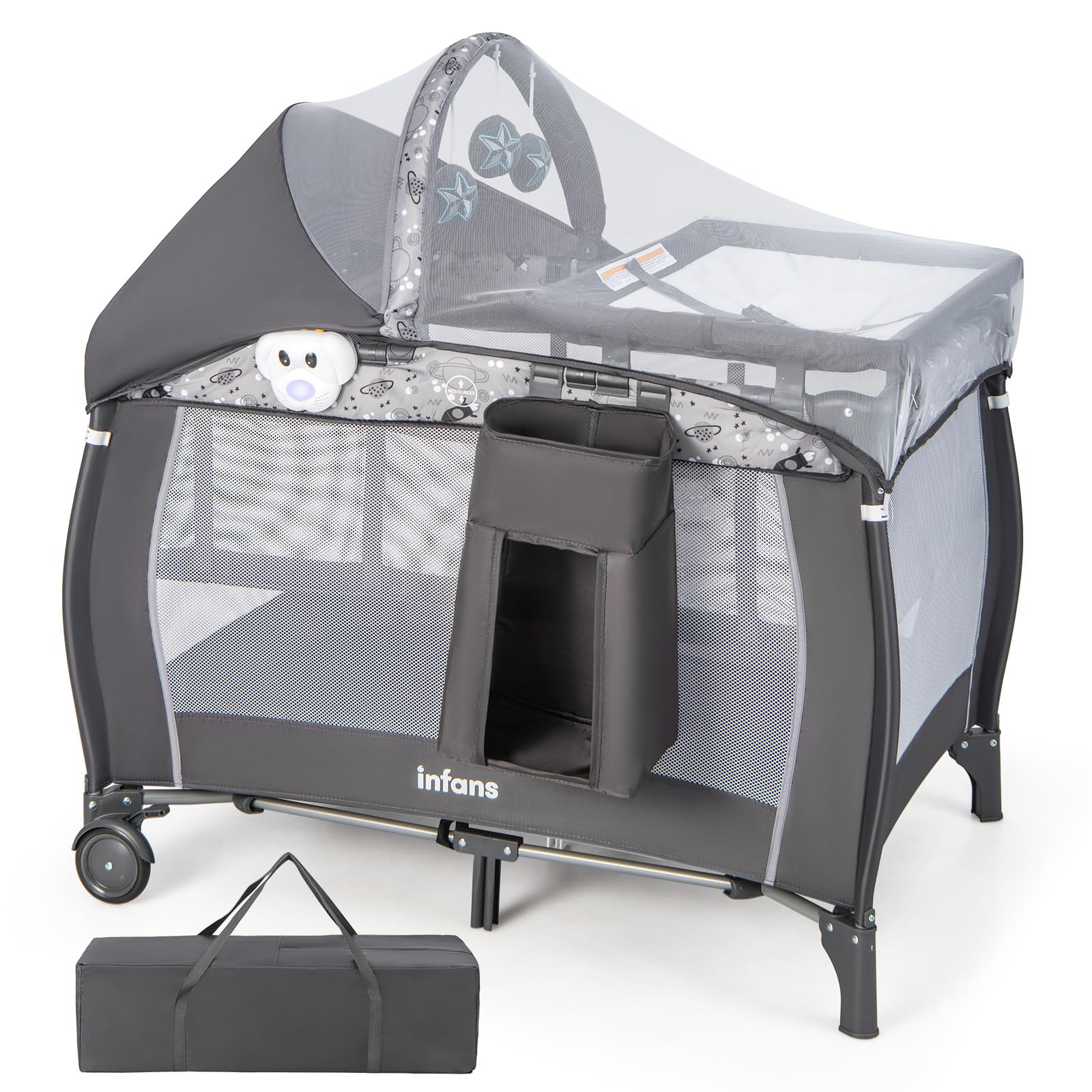 INFANS 4 in 1 Pack and Play, Portable Baby Kid Infant, Travel Playard with Bassinet