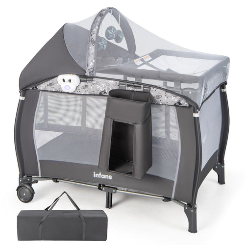 INFANS 4 in 1 Pack and Play, Portable Baby Kid Infant, Travel Playard with Bassinet