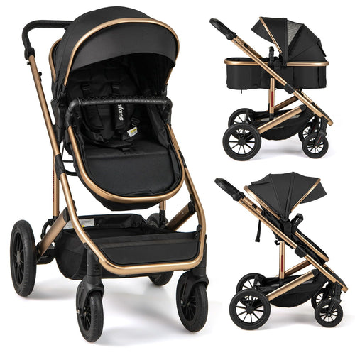 INFANS 2 in 1 Baby Stroller, Folding Newborn Pram Convertible Stroller High Landscape Shock Absorption