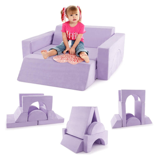 OLAKIDS Mondular Kids Play Couch, 8PCS Toddler Sectional Sofa Building Fort