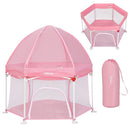 INFANS Baby Playpen with Removable Mesh & UV Canopy, 53" Portable Playhouse with Carry Bag, Easy Folding Playard Activity Center