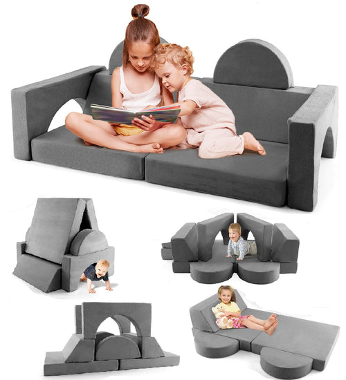 OLAKIDS Mondular Kids Play Couch, 8PCS Toddler Sectional Sofa Building Fort