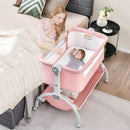 INFANS 3 in 1 Baby Bassinet, Bedside Sleeping, Rocking Cradle, Easy Folding Portable Safer Co-Sleeping Crib with Storage Basket