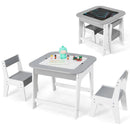 OLAKIDS Kids Table and Chair Set, 3 in 1 Wooden Activity Table with Removable Tabletop, Blackboard and Whiteboard
