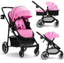 INFANS 2 in 1 Baby Stroller, High Landscape Infant Stroller & Reversible Bassinet Pram, Foldable Pushchair