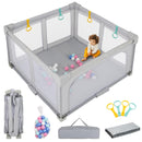 INFANS Foldable Baby Playpen with Mat, Large Baby Play Yard for Infant with 50 Ocean Balls, Fence Toddler Activity Center