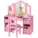 OLAKIDS Kids Vanity, 2 in 1 Princess Makeup Desk and Chair Set