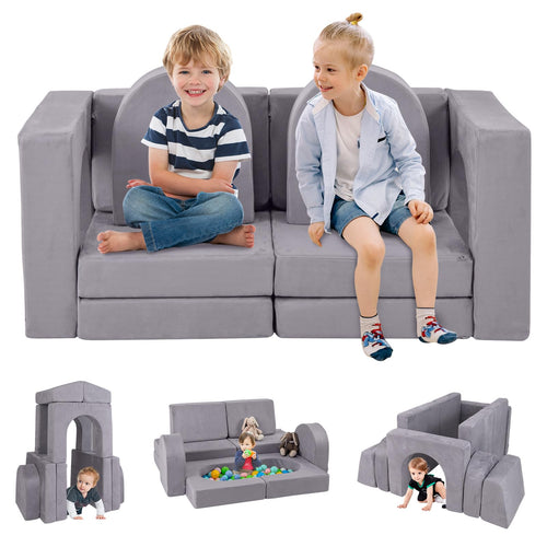 INFANS Modular Kids Play Couch, 8 PCS Toddler Creative Sectional Fort Building Sofa