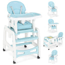 INFANS 5 in 1 Baby High Chair, Convertible Toddler Table Chair Set,  Multi-Function Seat with Lockable Universal Wheels