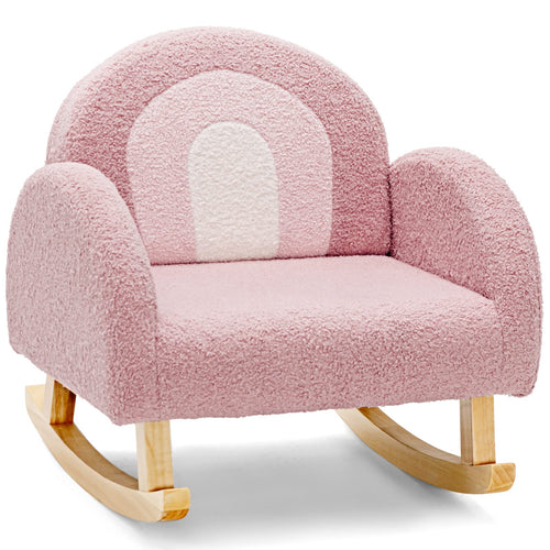 OLAKIDS Kids Sofa, Toddler Rocking Chair with Solid Wooden Frame, Anti-Tipping Design, Plush Fabric, Children Armchair OLAKIDS