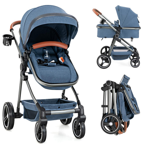 INFANS 2 in 1 Baby Stroller, Convertible Stroller, Foldable High Landscape Shock Absorption with Reversible Seat