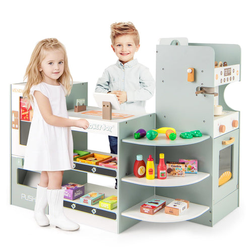 OLAKIDS Grocery Store Playset, Kids Play Store, Wooden Supermarket Playset, Pretend Play Store Gift for Toddler