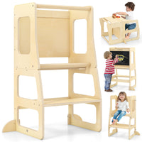 OLAKIDS Toddler Tower, 4 in 1 Foldable Kitchen Stool Helper Learning Standing Tower