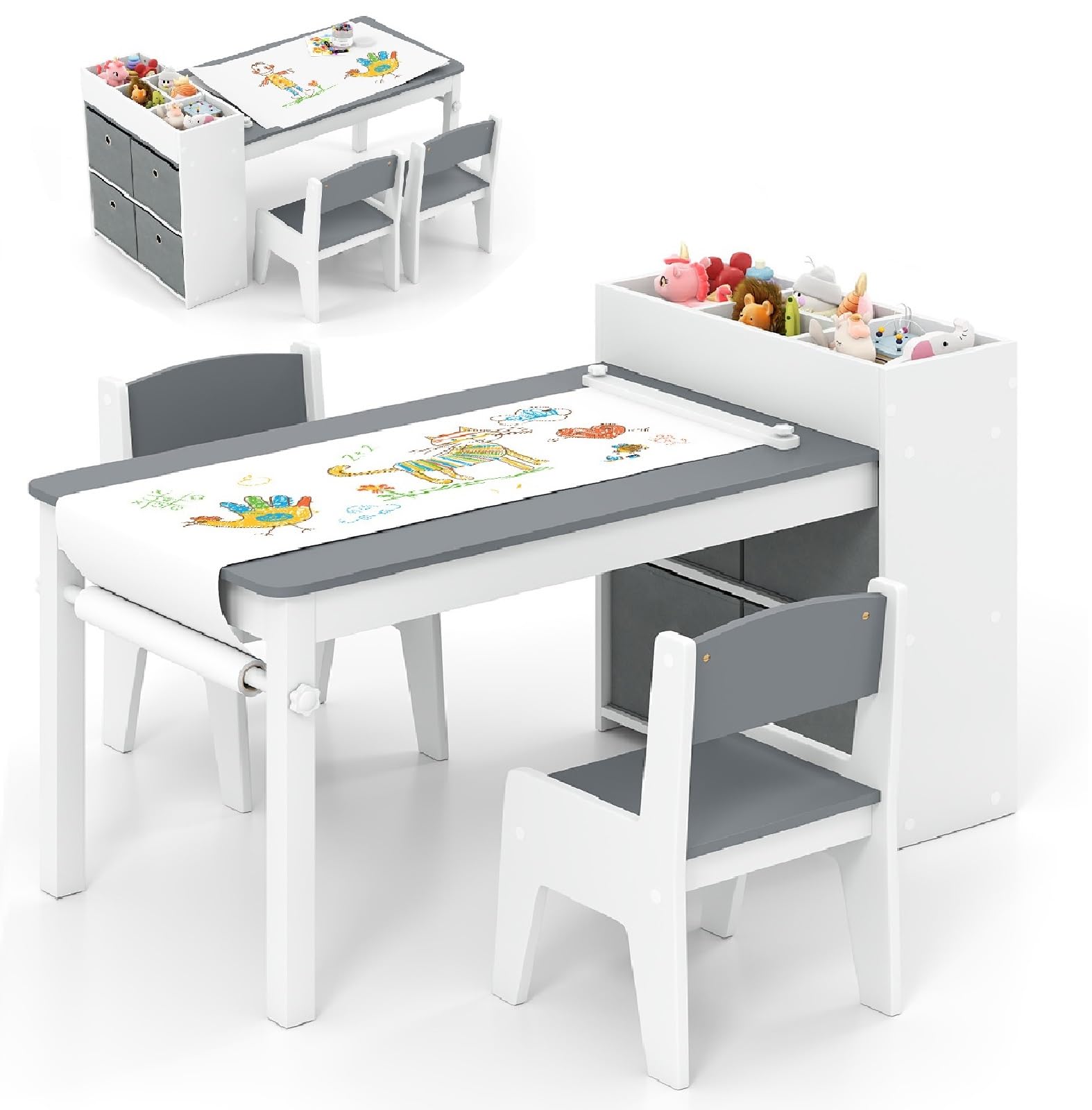 OLAKIDS Kids Table and Chair Set, Toddler Art Craft Play Wood Activity Desk