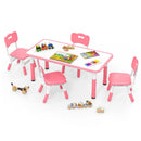 OLAKIDS Kids Table and Chiar Set, Height Adjustable Toddler Desk and 4 Chairs