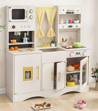 OLAKIDS Kids Kitchen Playset Cooking Toy Kitchen Set with Coffee Machine Stove Removable Sink Microwave Storage Cabinet
