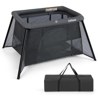 INFANS Travel Crib, Portable Baby Playpen with Removable Bassinet Soft Mattress, Foldable Lightweight Playard Nursery Center