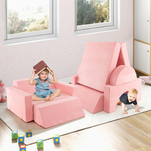 OLAKIDS Mondular Kids Play Couch, 8PCS Toddler Sectional Sofa Building Fort