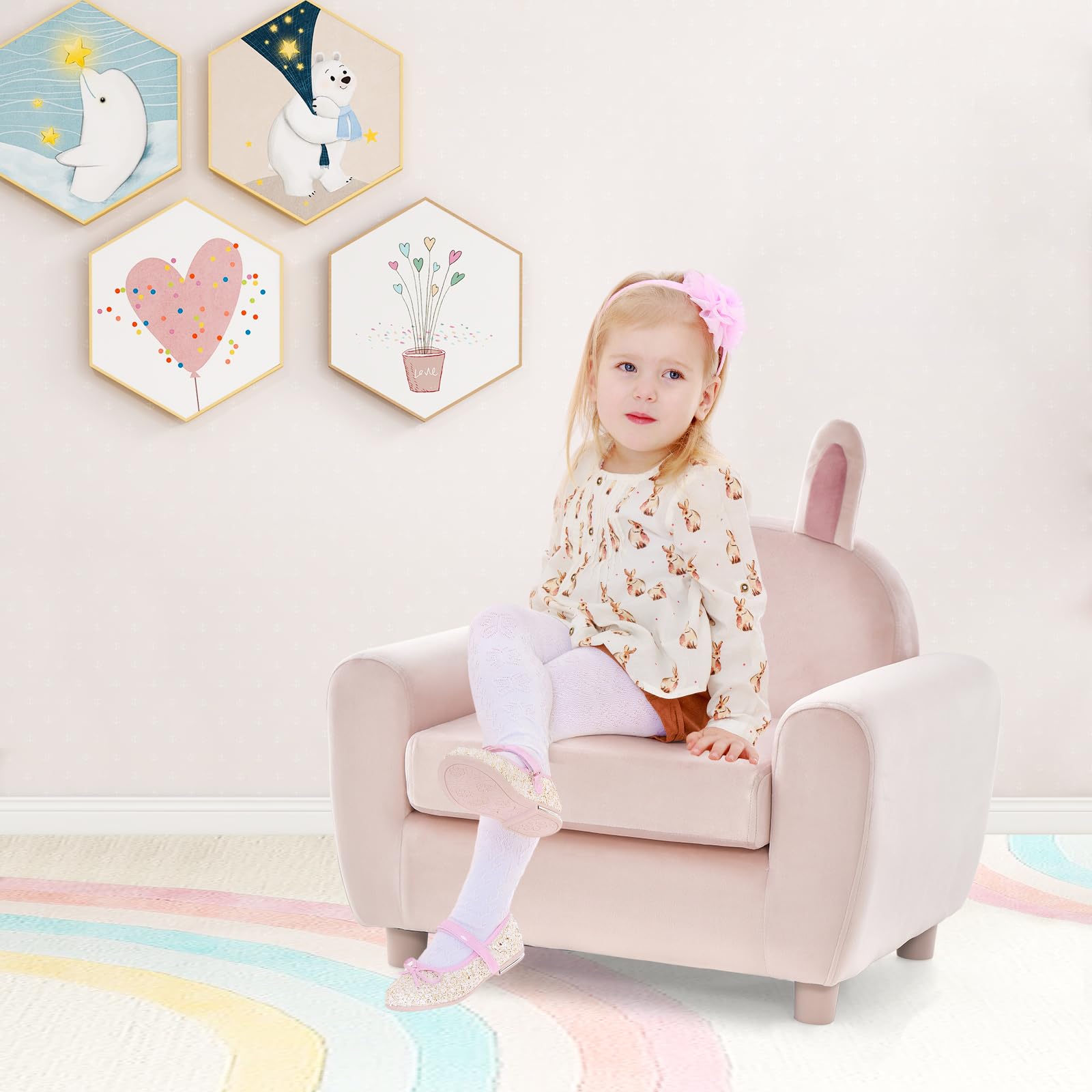 OLAKIDS Kids Sofa, Children Armrest Chair with Sturdy Wood Construction and Dutch Velvet