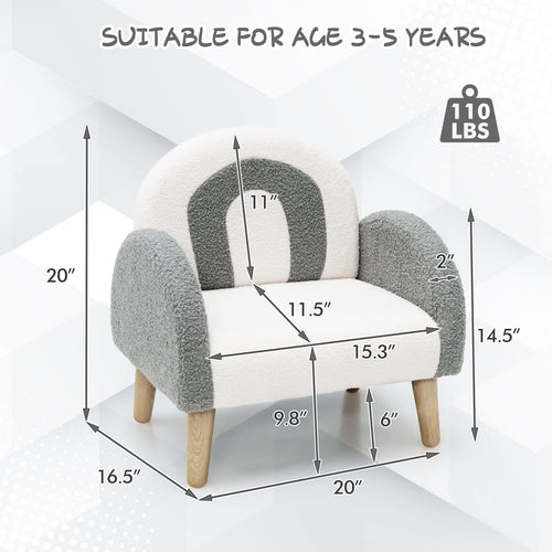 OLAKIDS Kids Sofa, Toddler Armchair with Solid Wooden Frame Anti-Tipping Design Plush Fabric