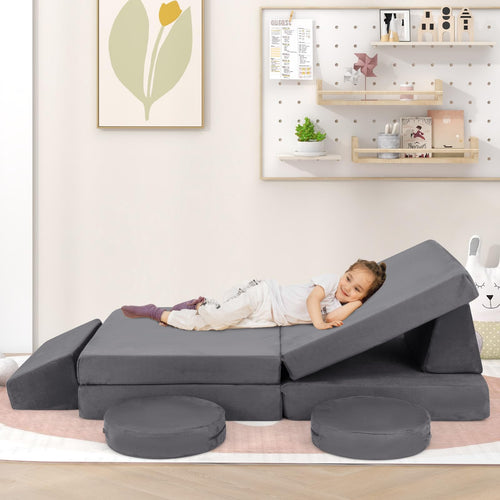 OLAKIDS Modular Kids Play Couch, 6 PCS Toddler Creative Sectional Fort Building Sofa for Playroom, Bedroom