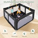 INFANS Foldable Baby Playpen with Mat, Large Baby Play Yard for Infant with 50 Ocean Balls, Fence Toddler Activity Center