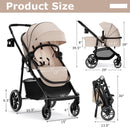 INFANS 2 in 1 Baby Stroller, High Landscape Infant Stroller & Reversible Bassinet Pram, Foldable Pushchair