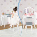 OLAKIDS Kids Vanity, 2 in 1 Princess Makeup Desk Set, Wooden Dressing Table, Pretend Play Vanity Set