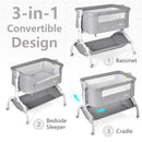 INFANS 3 in 1 Baby Bassinet, Bedside Sleeping, Rocking Cradle, Easy Folding Portable Safer Co-Sleeping Crib with Storage Basket
