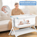 INFANS 5 in 1 Baby Bassinet, Upgraded Flat Rocking Bedside Sleeper with Wheels, Storage Basket, Travel Bag