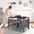 INFANS 4 in 1 Pack and Play, Portable Baby Kid Infant, Travel Playard with Bassinet, Mattress, Diaper Changer