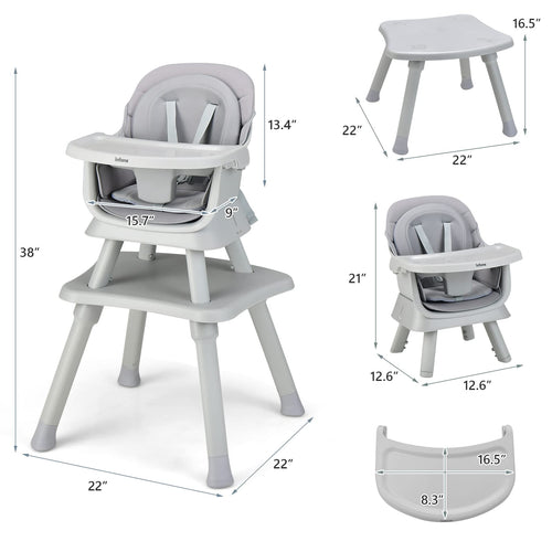 INFANS 8 in 1 Baby High Chair, Convertible Highchair for Babies and Toddlers, Infant Dining Booster Seat