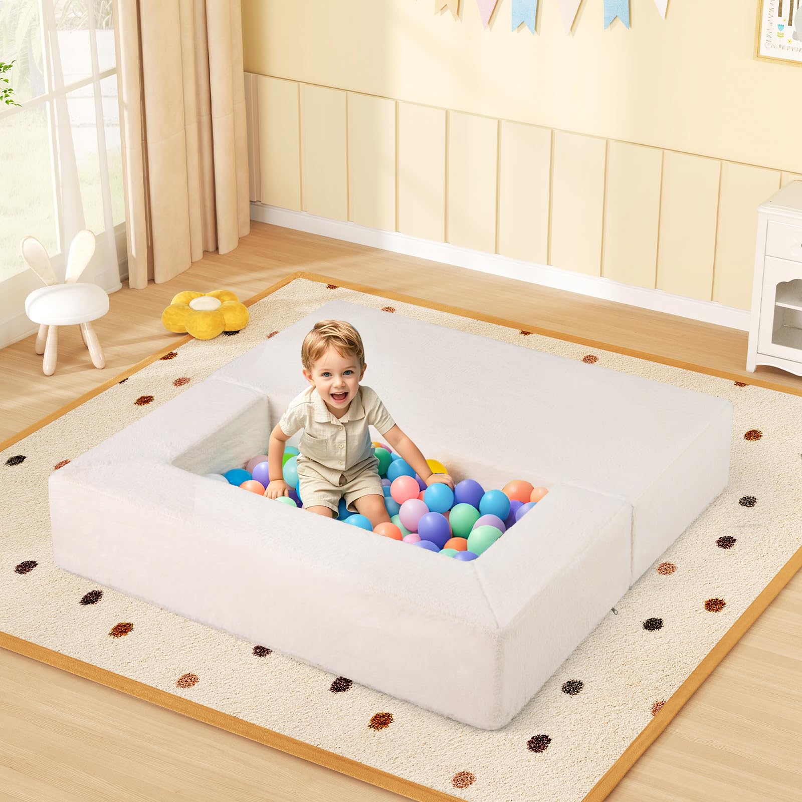 INFANS Modular Kids Play Couch, Toddler Sectional Fort Building Sofa