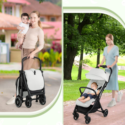 INFANS Lightweight Baby Stroller, One-Hand Gravity Fold, Compact Travel Stroller for Airplane