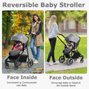 INFANS 2 in 1 Baby Stroller, High Landscape Infant Stroller & Reversible Bassinet Pram, Foldable Pushchair