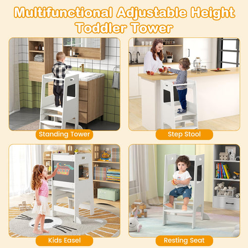 OLAKIDS Toddler Standing Tower, Kids Montessori Kitchen Step Stool Helper