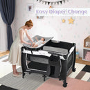 INFANS 4 in 1 Pack and Play, Portable Baby Kid Infant, Travel Playard with Bassinet, Mattress, Diaper Changer