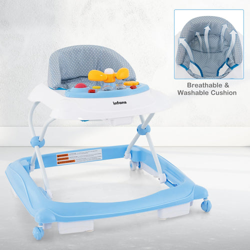 INFANS Foldable Baby Walker, 3 in 1 Toddler Walker Leaning-Seated Walk-Behind with Washable Seat Cushion
