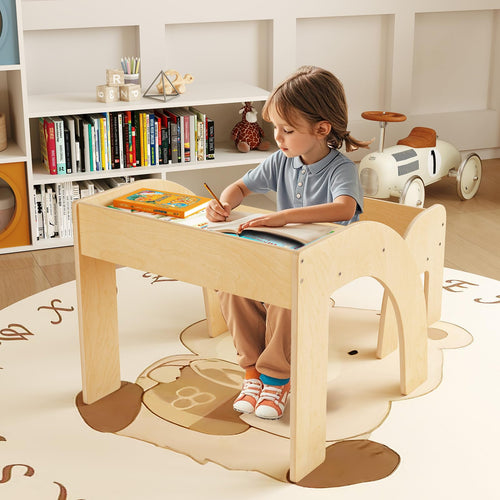 OLAKIDS Kids Table and Chair Set, Wooden Activity Table for Toddlers