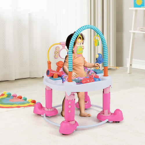 INFANS Baby Bouncer Activity Center 5 in 1 Toddler Bouncing Activity Saucer Playtime Mat Activity Table with 360°Rotating Seat