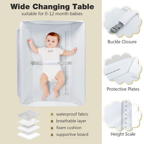 INFANS Baby Changing Table, Folding Diaper Station Portable Nursery Organizer with Safety Belt and Storage Racks
