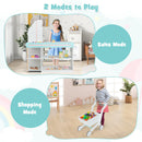 OLAKIDS Kids Grocery Store Playset, Wooden Pretend Play Supermarket with LED Lights, Market Stand Toy