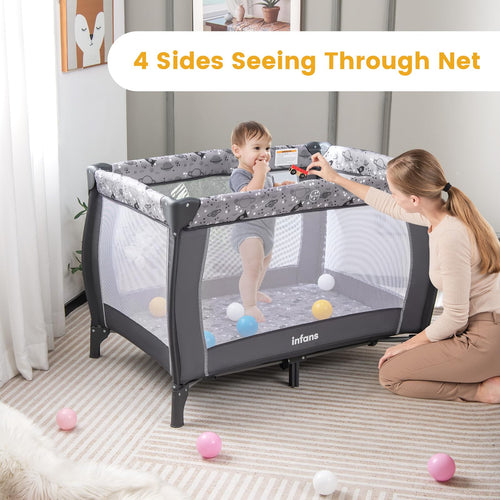 INFANS 4 in 1 Pack and Play, Portable Baby Kid Infant, Travel Playard with Bassinet