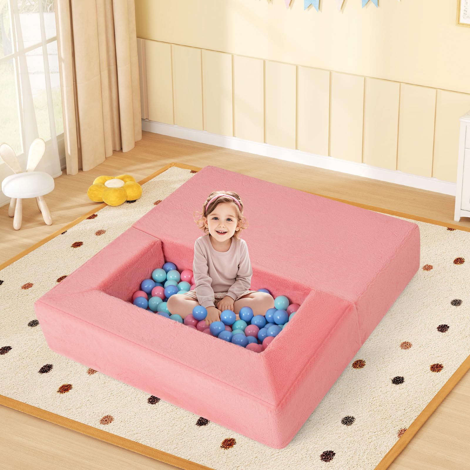 INFANS Modular Kids Play Couch, Toddler Sectional Fort Building Sofa