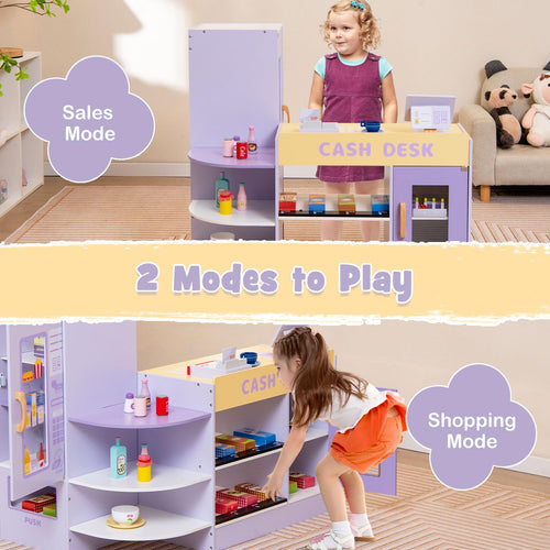 OLAKIDS Kids Grocery Store Playset, Wooden Supermarket Toy Set